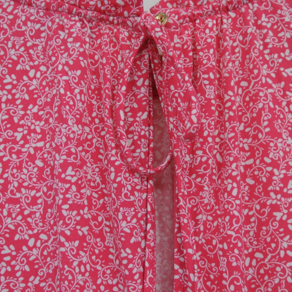 Halston Pink Floral Smocked Waist Sleeveless Midi Dress Size S - Picture 11 of 13